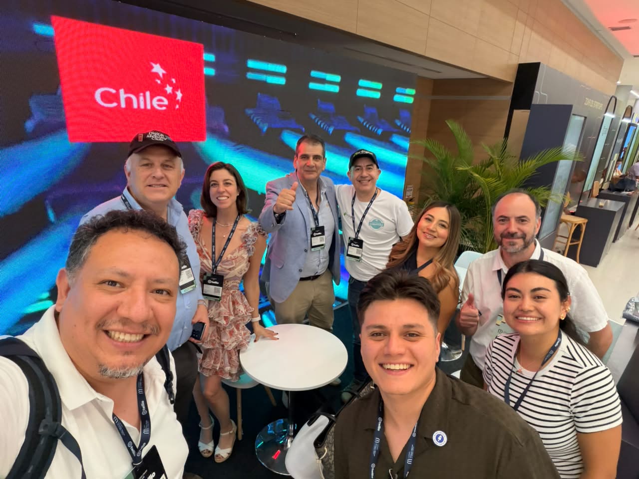The ProChile delegation at Latam Fintech Market 2026 — Barranquilla, Colombia. Paradigma's Phillip Roe (back row, left, in cap) represented the team alongside other Chilean technology companies selected by ProChile.